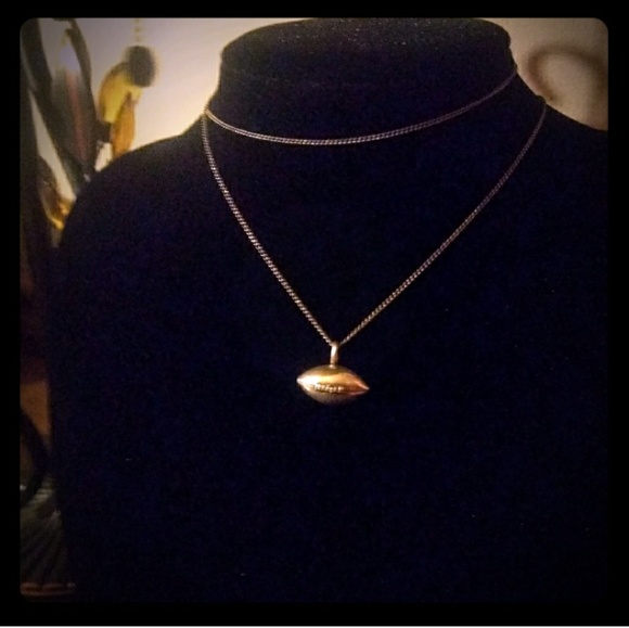 Other - RARE VINTAGE 925 Silver JFS Signed Football Pendant Necklace
